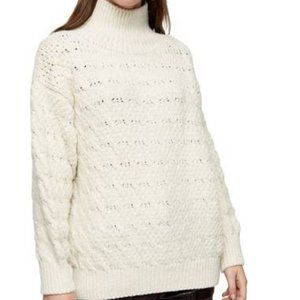 Topshot WomenTextured Funnel Neck Sweater In Ivory